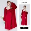 Women's Satin Lace Sheer Padded Slit Sleep Dress with Robe Lounge Set