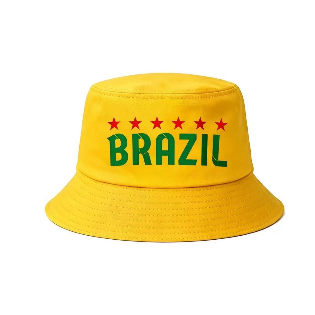 New Brazil digital printing bucket hat yellow sunshade hat around Brazil fans