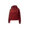 Velour Logo Embroidery Sports Pullover Hoodie Women Tops Burgundy 846417-22