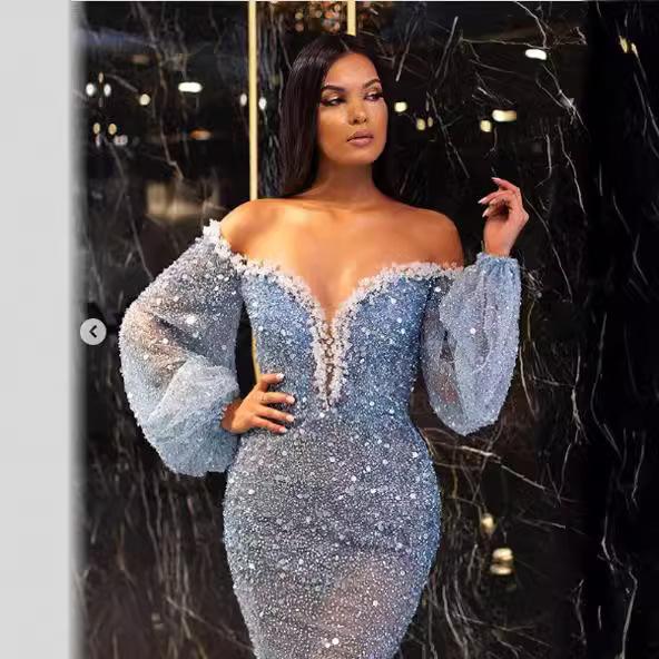 Spring and Autumn New European and American Temperament Long-sleeved Medium and Long Knee A-shaped Dress Dress, Casual Skirt