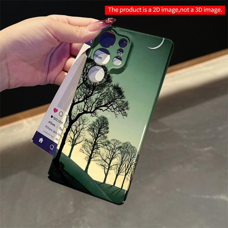 2DFlat Samsung Phone Case Moonlit Trees Silhouette Landscape Applicable To Galaxy S22 S23 S24 S25ULTRA S26 A12 A13 A14 A15 A16