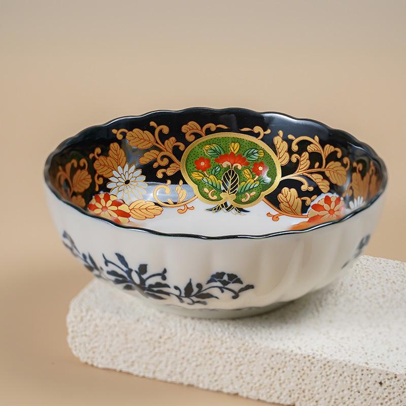 Mino Ware Japanese Retro Ceramic Tableware Set: Plates, Dishes, and Rice Bowls