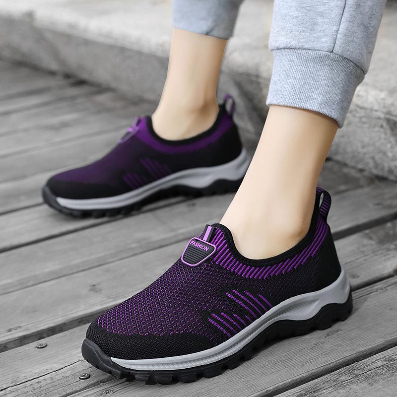 Non-slip Elderly Shoes Women's 2025 Summer Breathable Hollow Single Mesh Shoes Middle-aged and Elderly Mother Shoes Sports Foot Walking Shoes