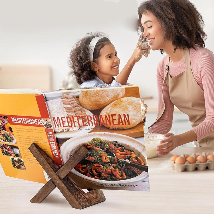 Wooden restaurant home recipe rack kitchen menu display rack hanging study desktop reading wooden book stand