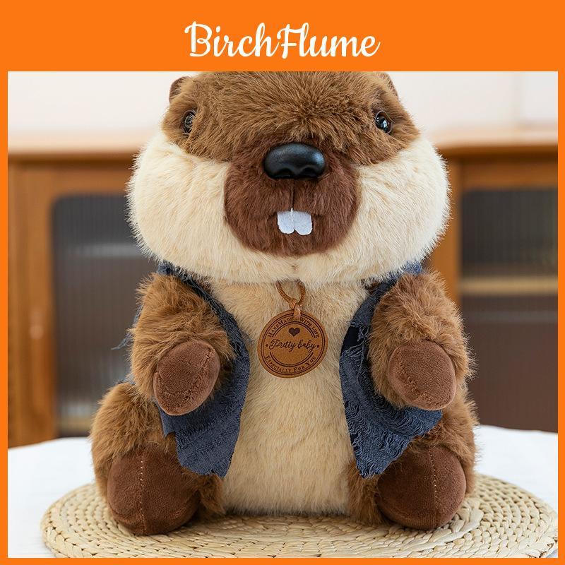 Bambola Giocattolo Peluche Marmotta con Gilet in Tessuto a Pelo Corto per Bambini e Decorazione della Casa