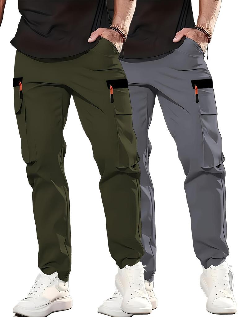 Pantaloni Casual da Uomo Multi-tasche - Taglia Standard, Senza Etichetta.