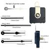 Battery Operated Quartzs Wall Clock Motor Movement Replacement Parts with Multiple Hand Size for Crafting Timepieces