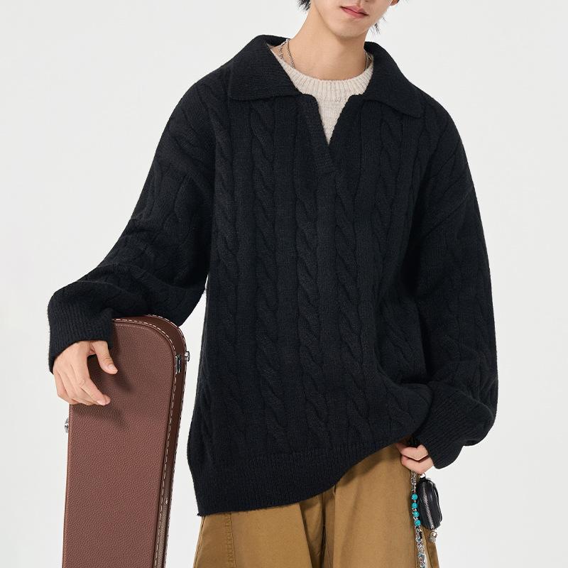 

Мужской свитер Толстый Теплый Базовый Вязаный свитер Мужской Свитер с лацканами L