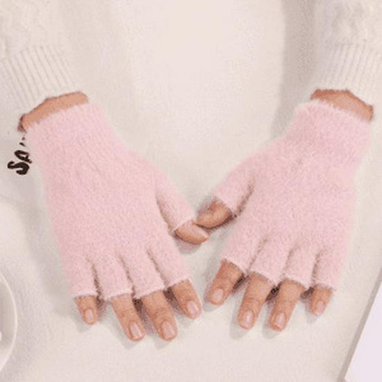 

Warm Fingerless Knit Gloves with Touchscreen Capability - Ideal for Cold Weather and Students