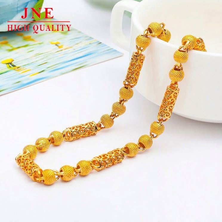 Gold Plated Men's Necklace Imitation Gold Jewelry Fashion Domineering Hollow Buddha Beads Faucet Necklace