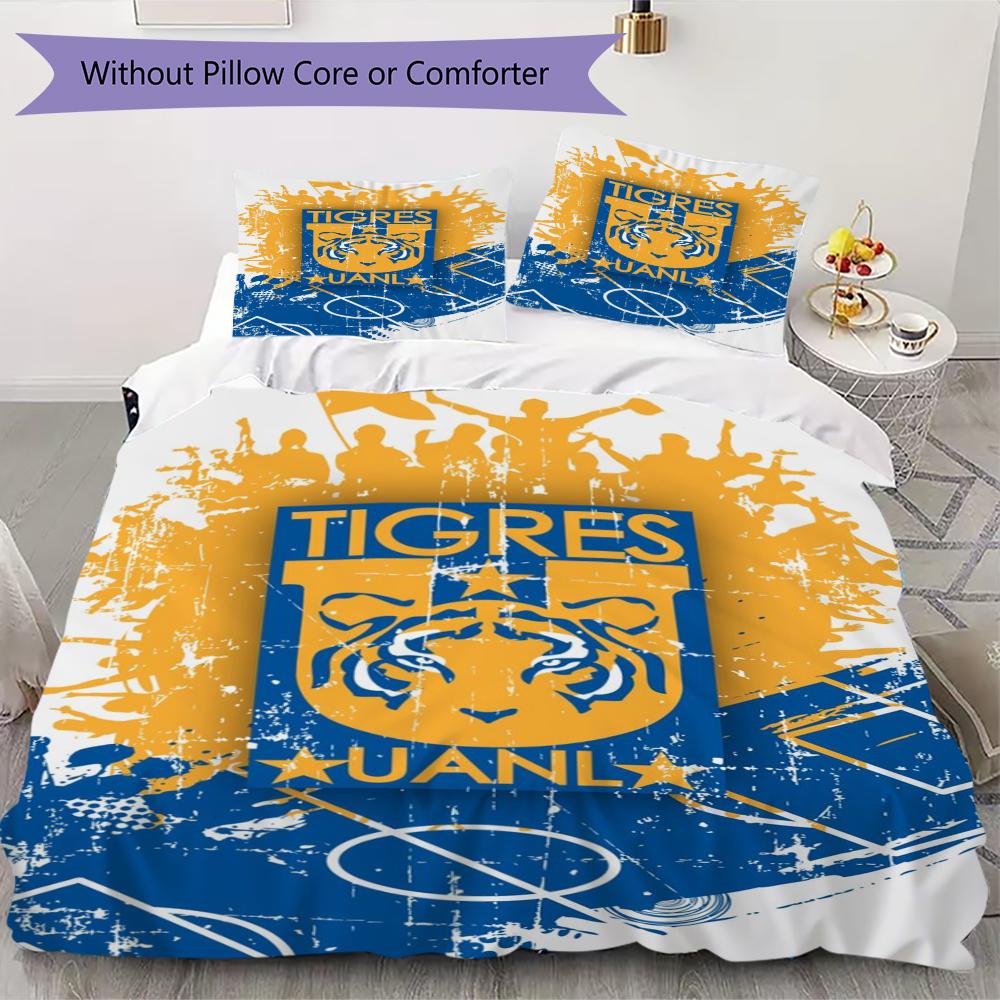Tigres UANL Pattern Bedding uilt Set uilt Cover Pillowcase Home Decoration Birthday Gift (1 * duvet cover + 2 * pillowcase without core)219