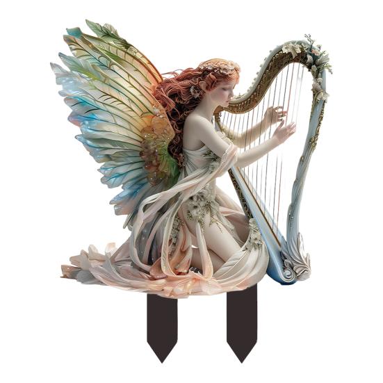 Fairy Tale Garden Stake 2D Flat Acrylic Decorative Stake Weatherproof Goddess Fairy Decoration with Stake for Home Patio Outdoor Decoration