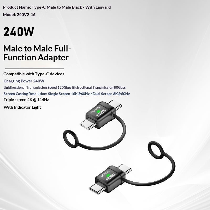 USB4 240W PD 5A Right Angle USB C to Type C Converter Fast Charging Data Sync Adapter for Car Camping Trip Charging