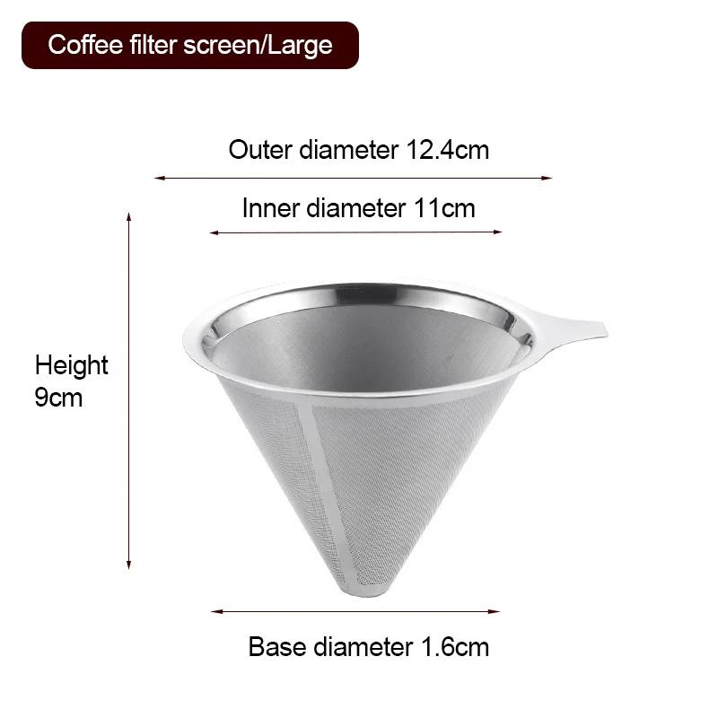 1Pc Reusable Double Layer Stainless Steel Coffee Filter Holder Pour Over Coffees Dripper Mesh Coffee Tea Filter Basket Tools