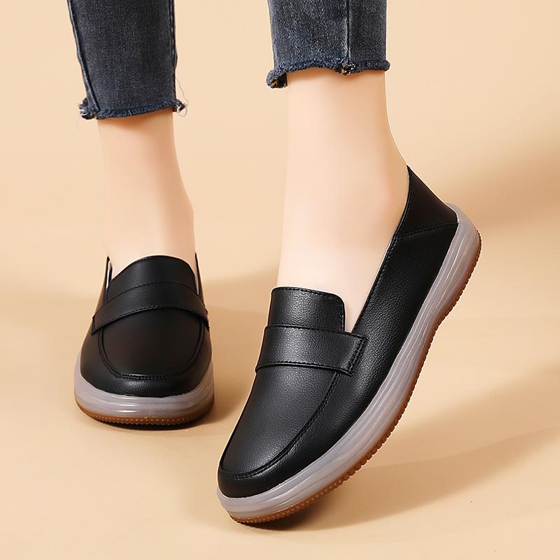 Women's Flat Casual Sports Shoes Light Comfortable Fashion Spring and Autumn New Anti-slip Wear-resistant Leather Shoes Loafers