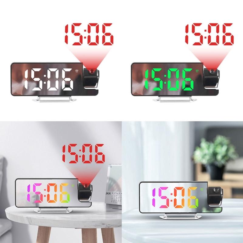 180° Rotation Digital Projections Alarm Clock Night Power-off Memory Table Clock 12H/24H Bedroom Electronic Clock