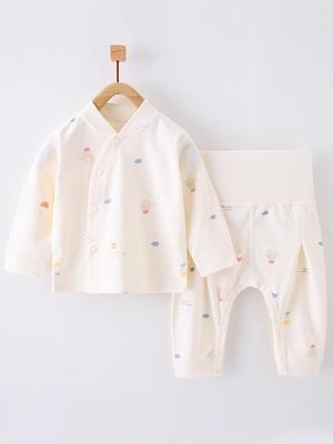 Children's Spring & Autumn High-Waist Belly Protection Underwear Set - Boneless Split Top & Trousers