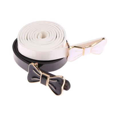 Bow Buckle Ladies Patent Leather Dress Decorative  Small Thin Belts For Women Luxury Designer Brand