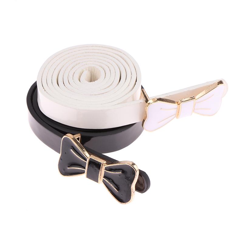 Bow Buckle Ladies Patent Leather Dress Decorative Rhinestones Small Thin Belts For Women Luxury Designer Brand