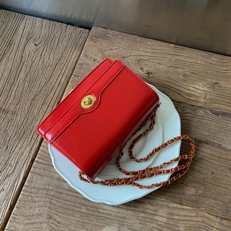 Fashion Red Small Bag Women's New Chain Small Square Bag Popular Shoulder Messenger Bag