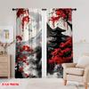 2pcs,2D Plane Printing Curtain Popular Crimson Serenity(1) Durable Polyester (without Rod) Gifts for Bedroom, Kitchen, Office &