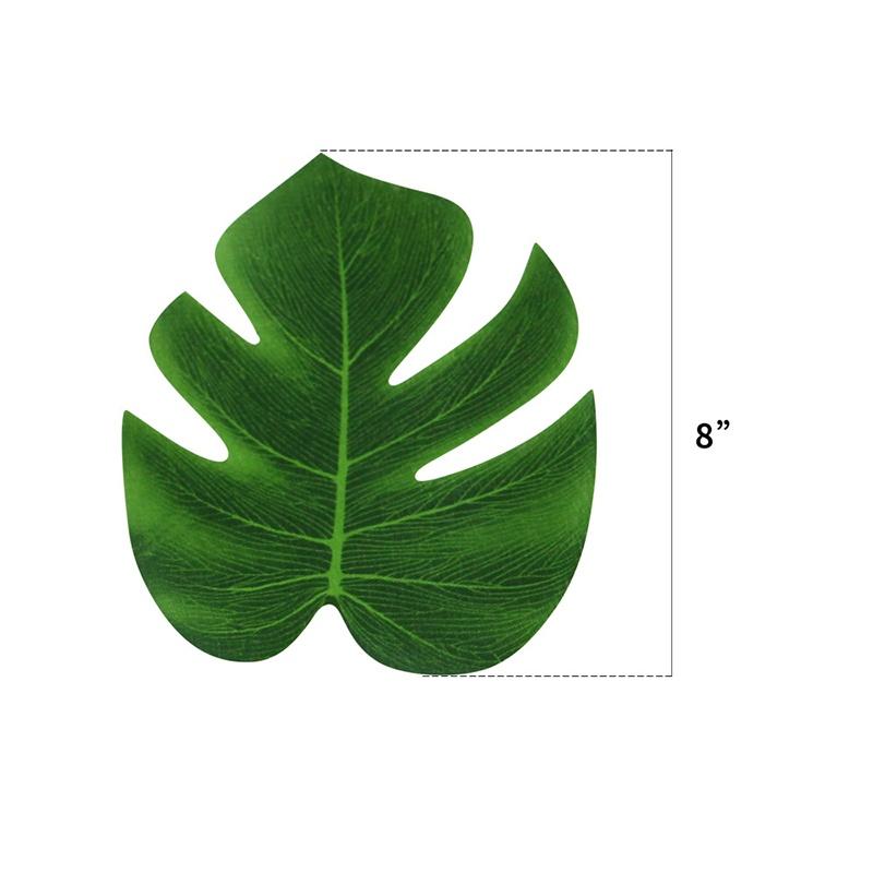 Vibrant Green Polyester Leaves Set For Tropical Hawaiian Luau And Moana Party Decorations