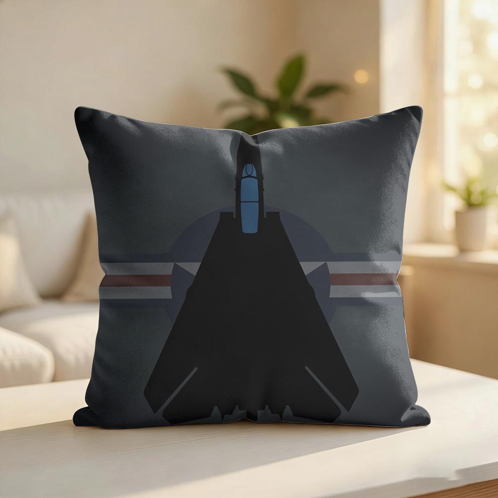 Fighter Jet Enthusiast Cool Cushion Cover Silky Short Plush Invisible Zipper Dustproof Sofa Pillow Case For Home Decor