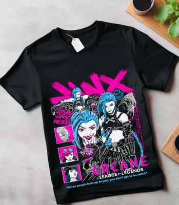 Jinx Arcane T-Shirt Japanese Anime Cartoon Jinx Arcane Graphic Shirt Gift