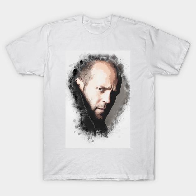 

Men Black Print T-shirt A Tribute To Jason Statham No-Cut Transfer Paper Print Cotton Tshirt 2XL білий