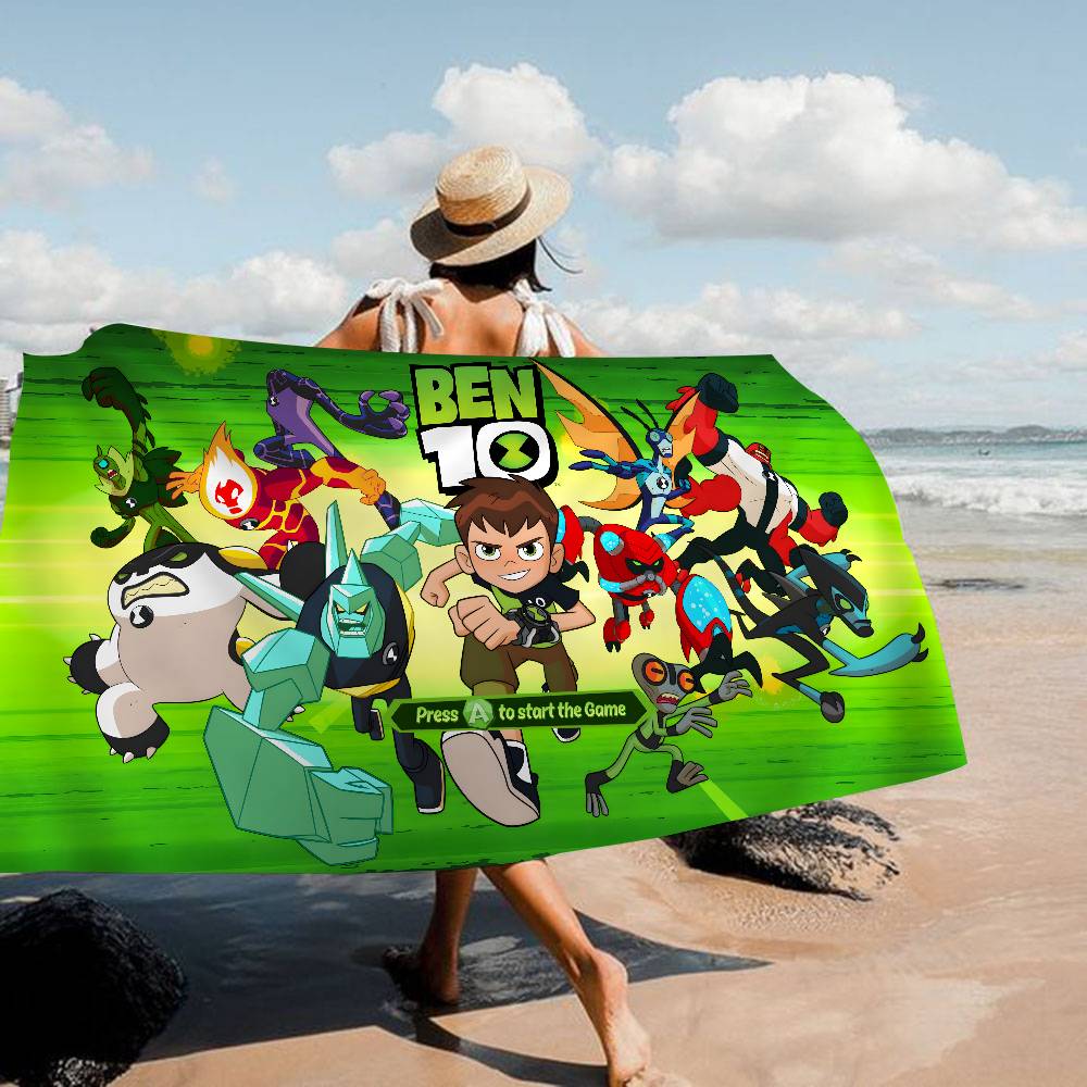 B-ben 10 Classic Microfiber Blanket Quick Drying Beach Towels Oversized Printing Super Absorbent Pool Towel Blanket