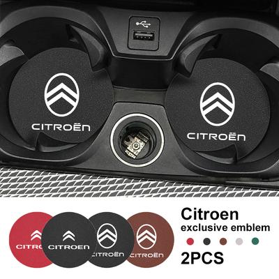 2PCS Emblem Badge Car Anti Slip Mat Coaster Water Cup Slot For Citroen C8 DS3 C6 C3 Vts C4 Saxo C4L C5 C2 C1 Xsara C3-XR