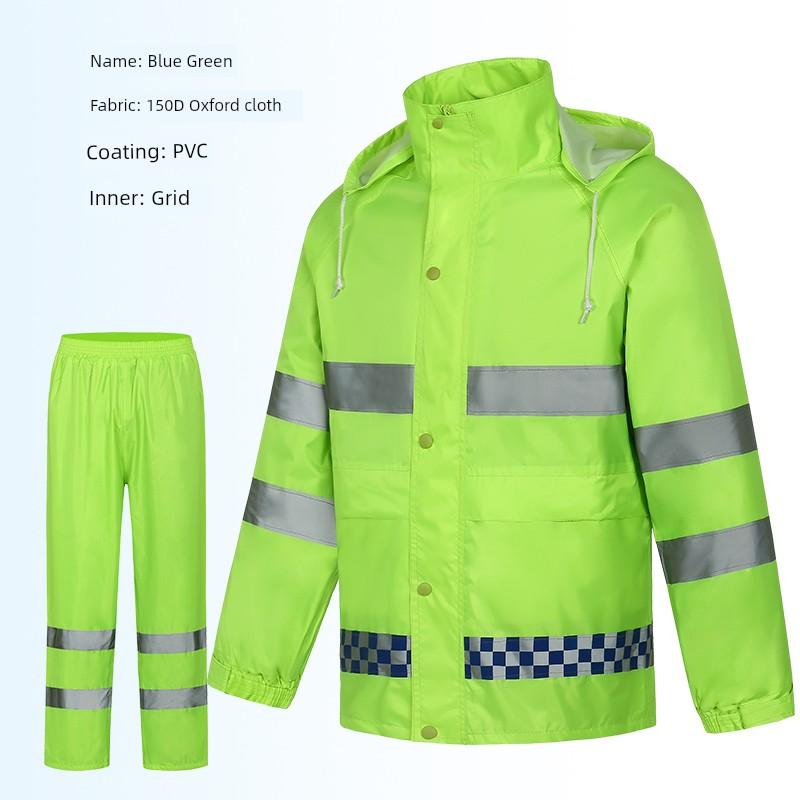 Outdoor Fluorescent Yellow Raincoat Suit Men's and Women's Traffic Road Administration Reflective Warning Separates Rain Pants New Safety Warning Suit
