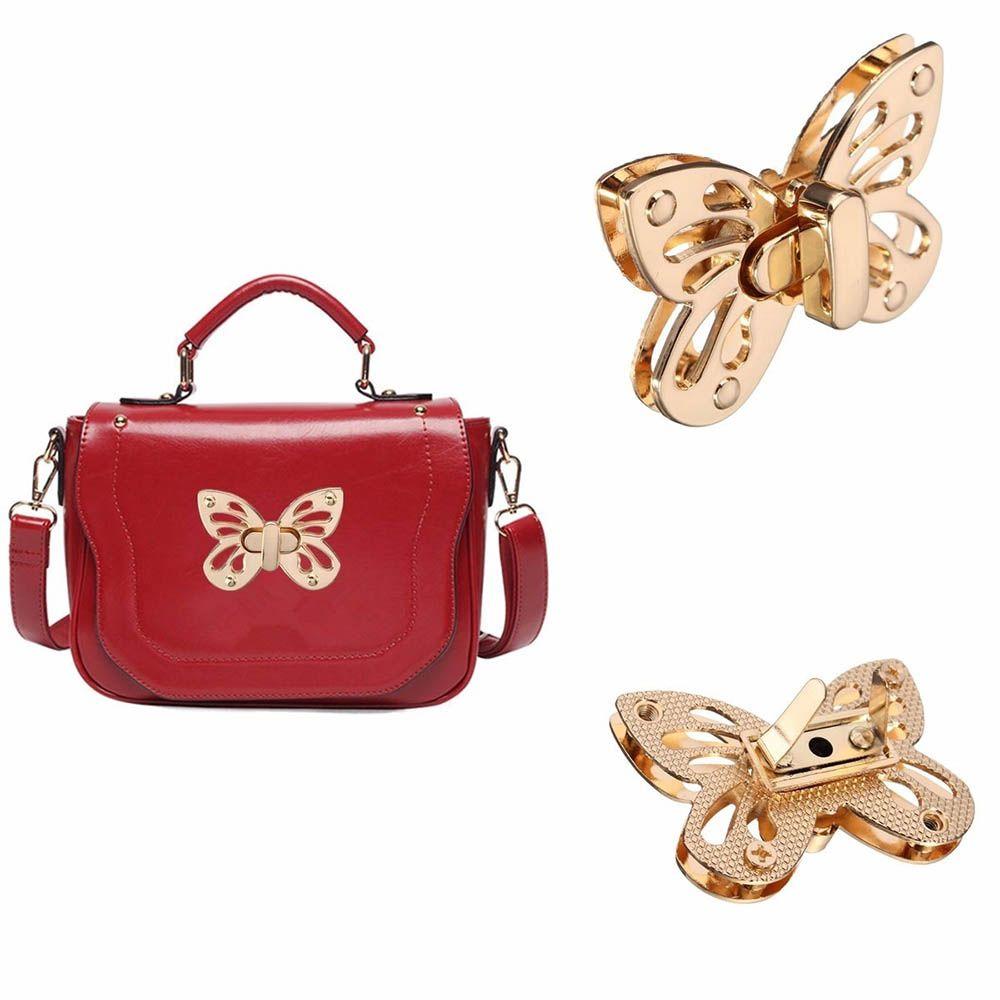 Metal Duck Rectangle DIY Turn Tongue Buckle Coin Tone 1PC Bag Belt Twist Lock Purse Accessories Butterfly