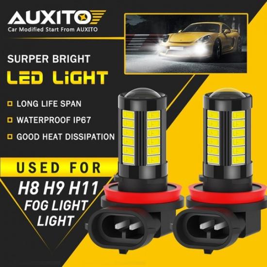 2X AUXITO White LED Fog Light Bulb H8 H16 H11 Fog Light Bulb High Power EOA