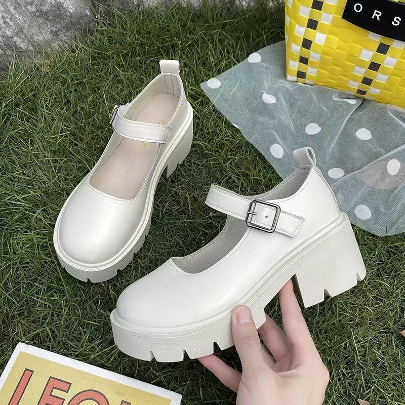 Coarse Heel Platform Single Shoes Small Leather Shoes Women's Fashion High Heel Lolit Shoes New Shoes Retro Mary Jane Shoes