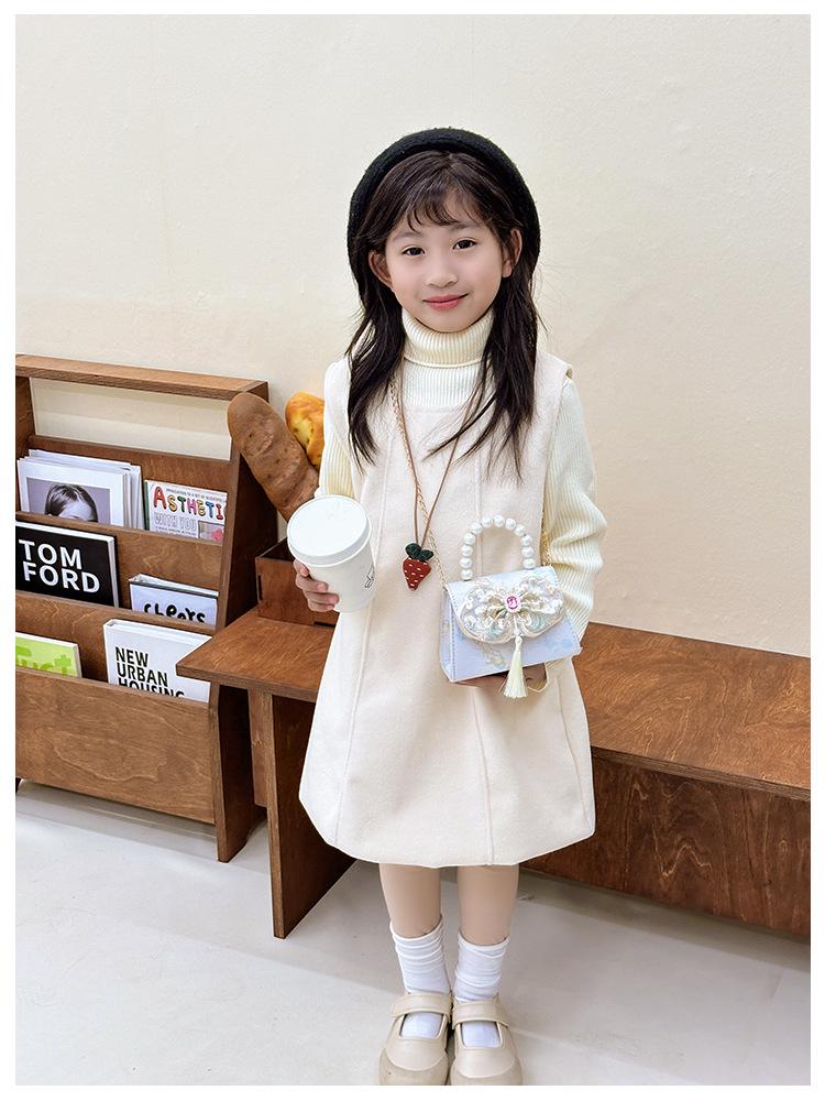 Charming Ancient-Style Pearl Handbag for Little Girls – Cute Outdoor Princess Coin Purse