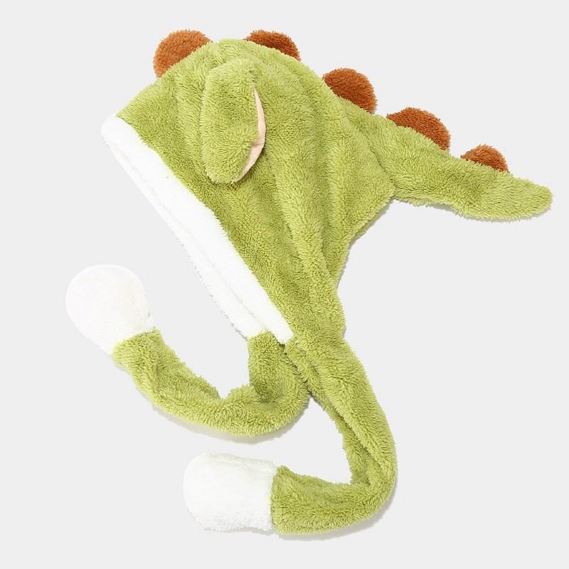 Dinosaur Plush Hat With Ears For Kids Warmth And Wind Protection