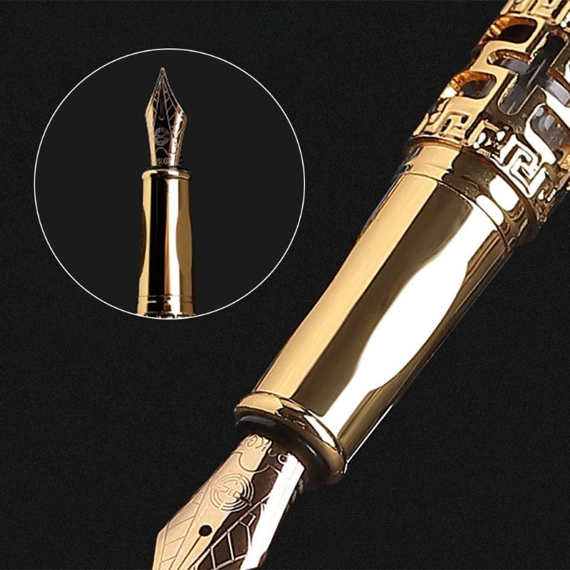 Retro Calligraphy Pen Refillable Classic Signature Pen Unique Chniese Dragon for Head Style Pen Clip for Adults Students