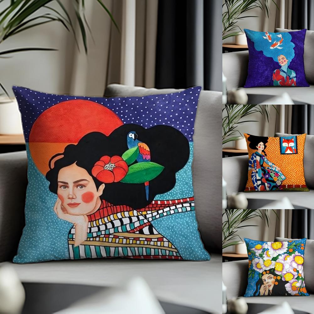 Viral VVintage Oil Paintinging Cushion Cover Antidustmite Pillowcase Invisible Zipper Silky Short Plush Sofa Cushion Cover