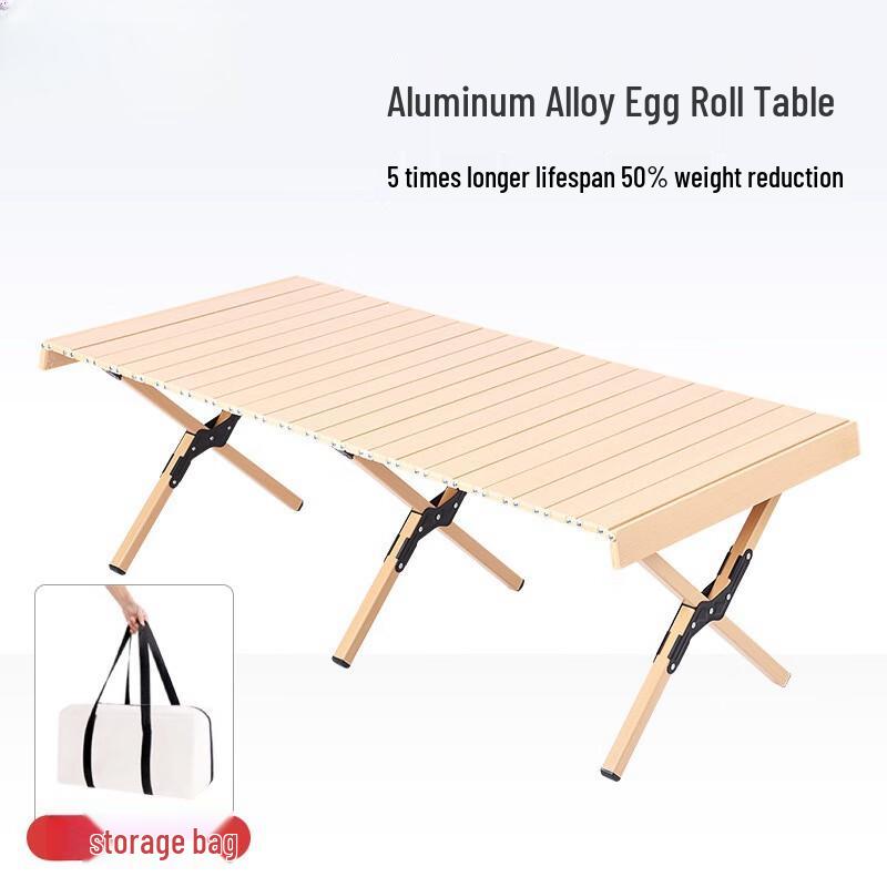 OEING Outdoor Aluminum Alloy Folding Picnic Egg Roll Table