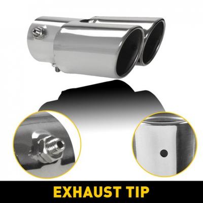Dual Exhaust Pipe Tail Muffler Tip Throat Chrome Car Stainless Steel 1.4"-2.5"
