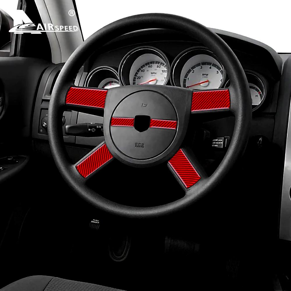 AIRSPEED Innenausstattung für Dodge Magnum Charger 2008 2009 2010 Auto Lenkradabdeckung Aufkleber Echte Kohlefaser Zubehör
