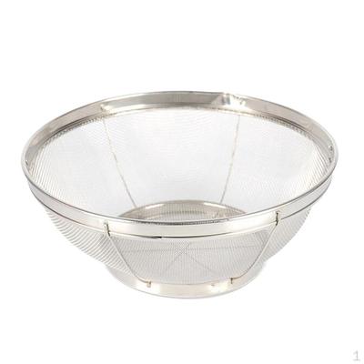 Strainer Stainless Steel Basket Micro-Perforated Cookware for Fruits Rice Meat , Silver, 18.5x8cm