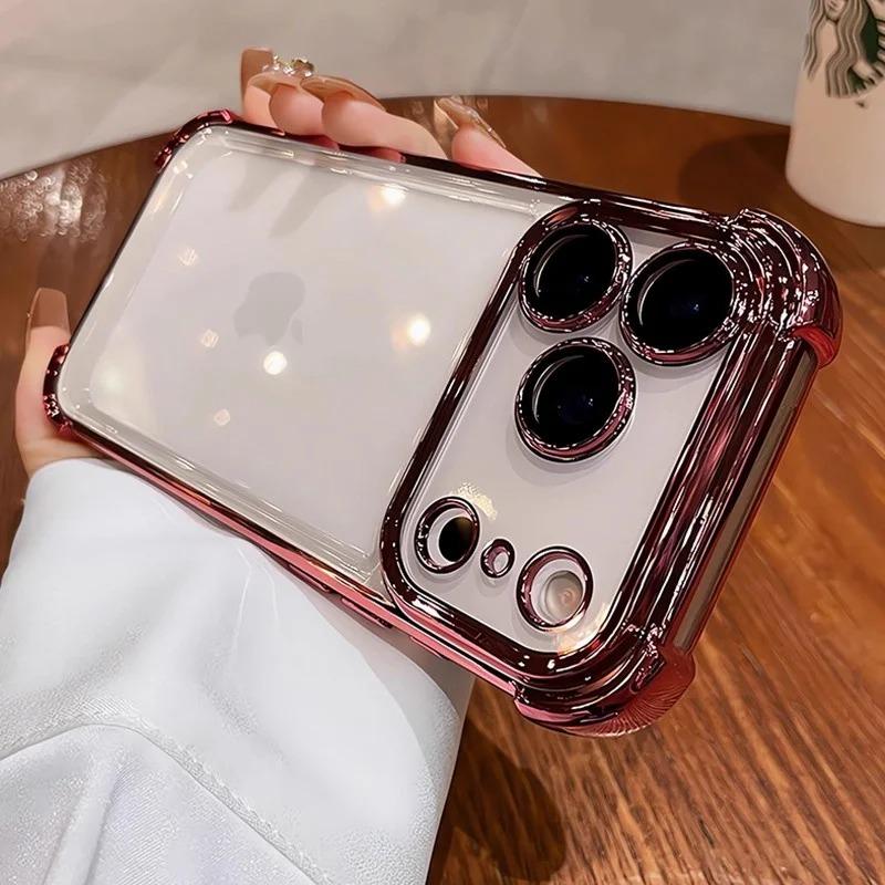 Luxury Electroplate Shockproof Transparent Phone Case For iPhone 17 Pro Max 17Pro 17Air Lens Protector Bumper Cover For iPhone17