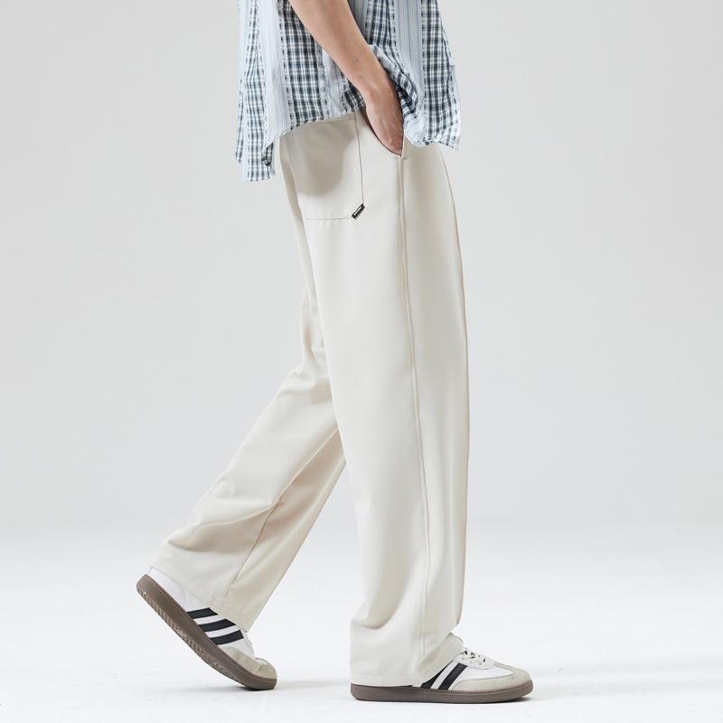Summer New Knitted Casual Pants Drape Versatile Trousers Loose Straight Long Pants Men's Cotton