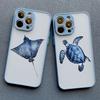 Cool Ocean Turtle Phone Case For iPhone 16 11 12 13 Pro Max Mini 15 14 Pro Max 7 8 Plus X XR Sea Blue Turtle Design Covers