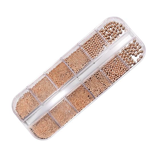 1 Set 12 Grids Nail Art Bead Kit with Storage Box 3D Nail Art Metal Caviar Beads DIY Manicure Design Decoration Charm Nail Accessories