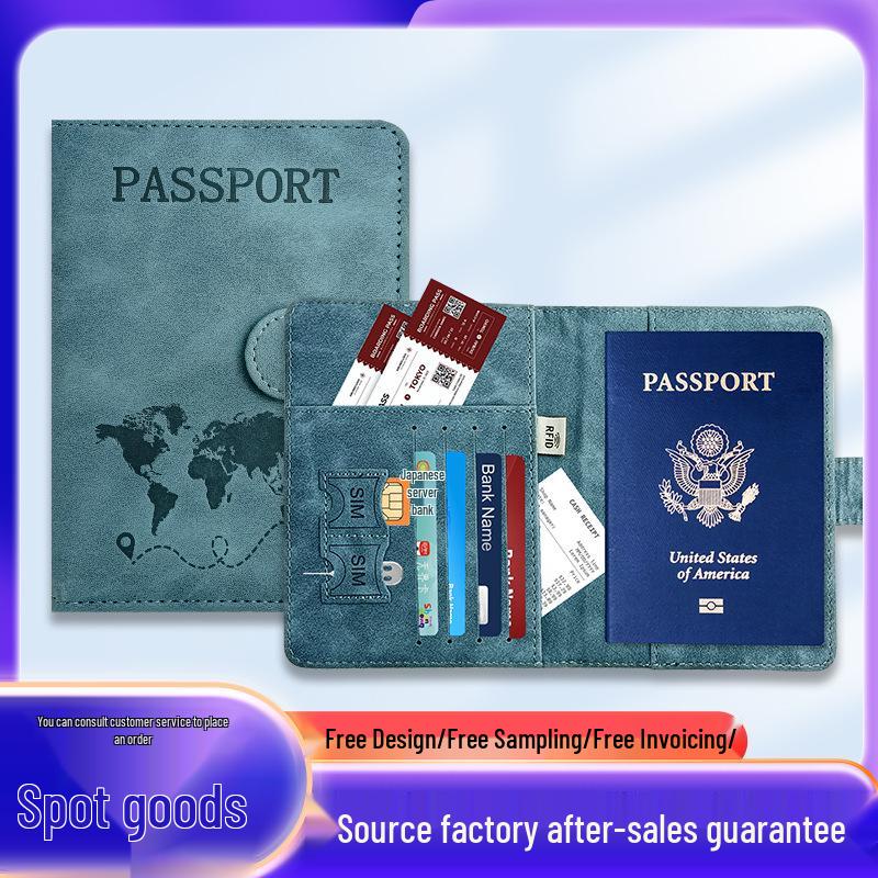 Customizable PU Leather Anti-Magnetic Passport Holder with Magnetic Buckle and Enterprise Logo