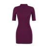 American Spicy Girl Sexy Half-High Collar Mini Dress with Waist-Cinched A-Line Skirt and Five-Point Sleeves