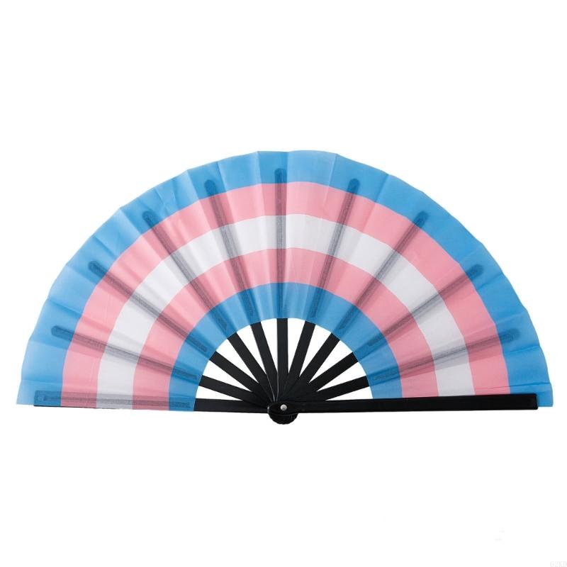 62KD Folding Hand Fans Rainbows Fan Dance Decoration Hand Fans Summer Fan Perfect Props for Summer Music Festivals & Parties